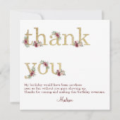 50. Geburtstag Burgund Gold Floral Dankeskarte (Vorderseite)