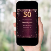50. Geburtstag burgundische Rose Gold Einladung