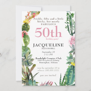 50. Geburtstag Cactus Stachelig, Zickig & Fantasti Einladung