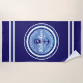 50. Geburtstag Captain Nautical Rope Anchor Helm Strandtuch (Vorderseite)