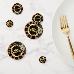 50. Geburtstag Casino Poker Chip - Rose Gold Konfetti