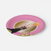 50. Geburtstag Champagne des fabelhaftes rosa Pappteller (Schrägansicht)