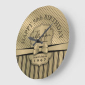 50. Geburtstag Champagner Gold Polka Dot Stripes B Große Wanduhr (Winkel)