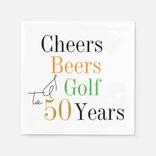 50. Geburtstag Cheers and Biers Golf Party Serviette (Vorderseite)