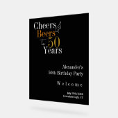 50. Geburtstag Cheers Beers Black Gold Willkommen Acrylschild (Winkel)