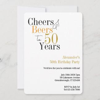50. Geburtstag Cheers und Beers Minimal Party Einladung