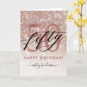 50. Geburtstag Chic Glitzer Ombre Card Karte (Gelbe Blume)