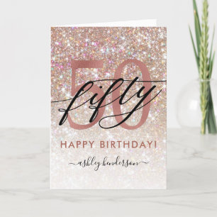 50. Geburtstag Chic Glitzer Ombre Card Karte