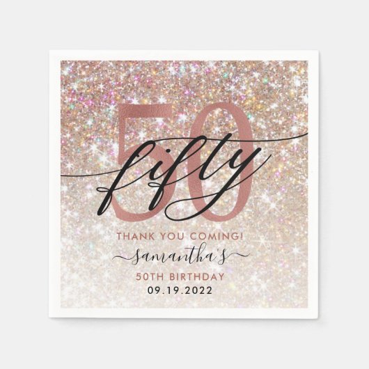 50. Geburtstag Chic Glitzer Ombre Vielen Dank Serviette (Vorderseite)