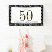 50. Geburtstag Chic Schwarz Weiß Gold Willkommensp Banner (Insitu)
