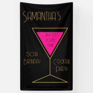 50. Geburtstag Cocktail Party Black Gold Geburtsta Banner
