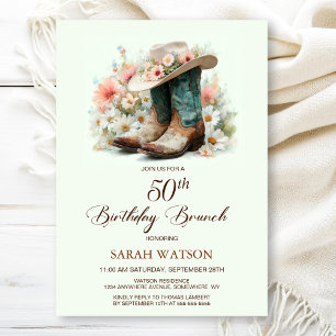 50. Geburtstag Cowgirl Boots Birthday Brunch Einladung