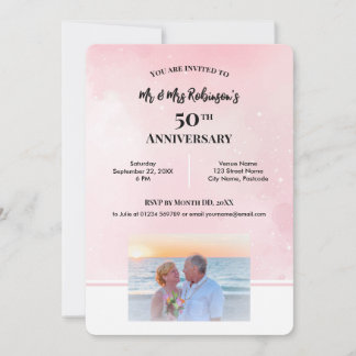 50. Geburtstag Custom Fotograf Starry Pink Einladung