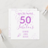 50. Geburtstag CustomName Hot-Pink-Party Einladung (Vorderseite/Rückseite Beispiel)