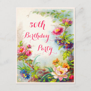 50. Geburtstag Dahlias und Peonies Viktorianisch G Einladung