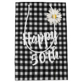 50. Geburtstag Daisy auf Gingham Mittlere Geschenktüte (Vorderseite)