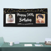 50. Geburtstag Dann & Jetzt Fotos leuchten schwarz Banner (Messe)