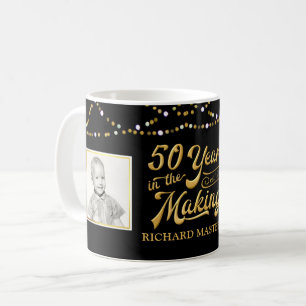 50. Geburtstag Dann und Jetzt Fotos Schwarzes Gold Kaffeetasse