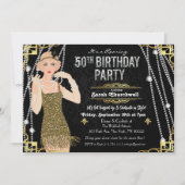 50. Geburtstag Deko Gatsby Flapper Girl Einladung (Vorderseite)