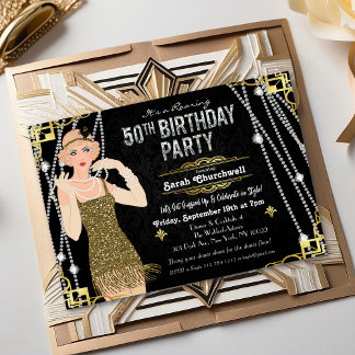50. Geburtstag Deko Gatsby Flapper Girl Einladung