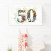 50. Geburtstag Dekorative Wildblume Text Banner (Insitu)