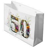 50. Geburtstag Dekorative Wildblume Text Große Geschenktüte (Vorderseite Schrägansicht)