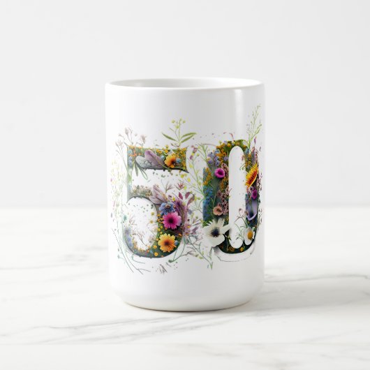 50. Geburtstag Dekorative Wildblume Text Kaffeetasse (Mittel)