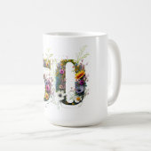 50. Geburtstag Dekorative Wildblume Text Kaffeetasse (VorderseiteRechts)