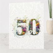 50. Geburtstag Dekorative Wildblume Text Karte (Vorderseite)