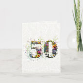 50. Geburtstag Dekorative Wildblume Text Karte (Vorderseite)