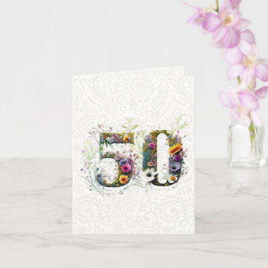 50. Geburtstag Dekorative Wildblume Text Karte (Orchidee)