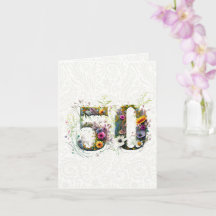 50. Geburtstag Dekorative Wildblume Text
