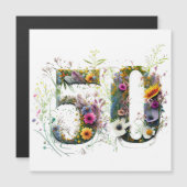 50. Geburtstag Dekorative Wildblume Text Magnetkarte (Vorne/Hinten)