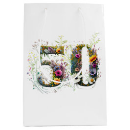 50. Geburtstag Dekorative Wildblume Text Mittlere Geschenktüte