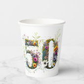 50. Geburtstag Dekorative Wildblume Text Pappbecher (Vorderseite)