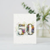 50. Geburtstag Dekorative Wildblume Text Postkarte (Stehend Vorderseite)