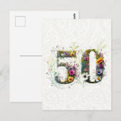 50. Geburtstag Dekorative Wildblume Text Postkarte (Vorne/Hinten)