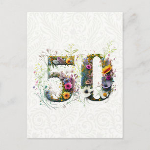 50. Geburtstag Dekorative Wildblume Text Postkarte