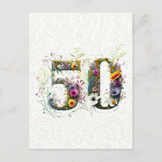 50. Geburtstag Dekorative Wildblume Text Postkarte (Vorderseite)