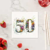 50. Geburtstag Dekorative Wildblume Text Serviette (Beispiel)