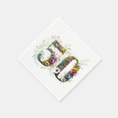 50. Geburtstag Dekorative Wildblume Text Serviette (Ecke)