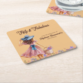 50. Geburtstag der eleganten Frau Rechteckiger Pappuntersetzer