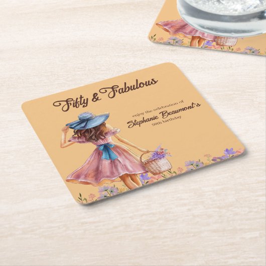 50. Geburtstag der eleganten Frau Rechteckiger Pappuntersetzer (angewinkelt)