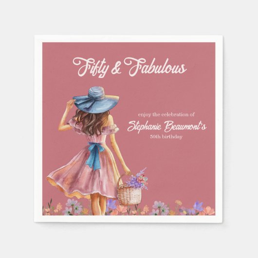 50. Geburtstag der eleganten Frau Serviette (Vorderseite)