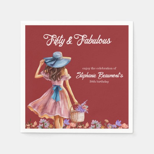 50. Geburtstag der eleganten Frau Serviette (Vorderseite)