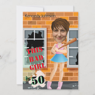 50. Geburtstag der Frauen Bad Girl Funny Face Auss Einladung