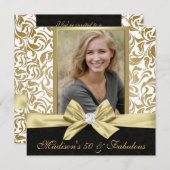 50. Geburtstag der goldfarbene Golddampfer Einladung (Vorne/Hinten)