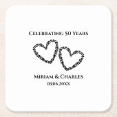50. Geburtstag des Ehepaars "Die Herzen" Rechteckiger Pappuntersetzer (Vorderseite)