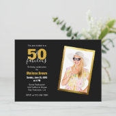 50. Geburtstag des fabelhaften Black Gold Modern Einladung (Stehend Vorderseite)