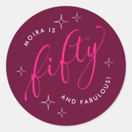 50. Geburtstag des modernen Rosa Runder Aufkleber